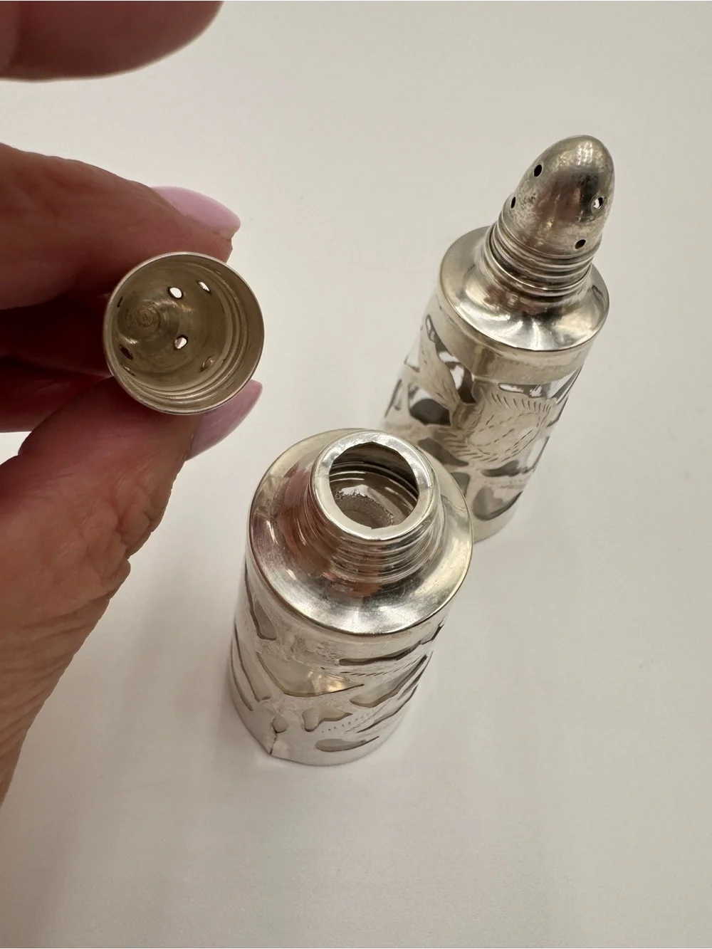 Taxco Sterling Silver 925 Salt and Pepper shakers Marked Taxco 925 Sterling CH